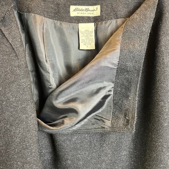 Eddie Bauer Recycled Wool Wrap Skirt Dark Gray Sz 4 Petite Lined EUC - Picture 4 of 10